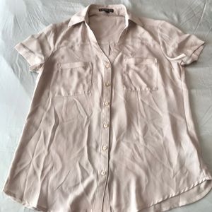 Express short sleeve button down top